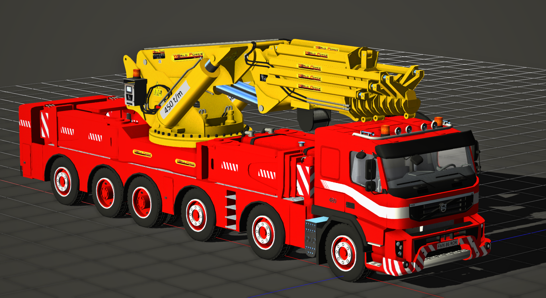 Volvo FMX 500 8x4 + ERKIN ER-105-6 + JIB 4+2 + RC mobile crane for