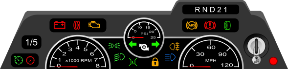 Automatic transmission selected gear is also shown, only if the vehicle is set to use automatic transmission.